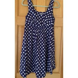Anthropologie Navy & White Polkadot Dress
